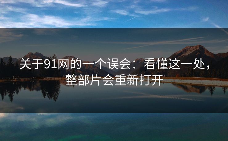 关于91网的一个误会：看懂这一处，整部片会重新打开