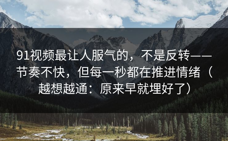 91视频最让人服气的，不是反转——节奏不快，但每一秒都在推进情绪（越想越通：原来早就埋好了）