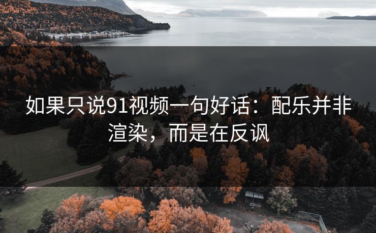 如果只说91视频一句好话：配乐并非渲染，而是在反讽