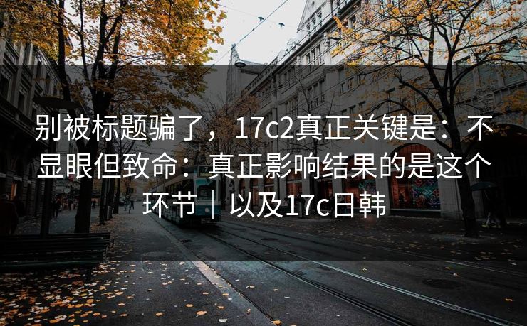 别被标题骗了，17c2真正关键是：不显眼但致命：真正影响结果的是这个环节｜以及17c日韩