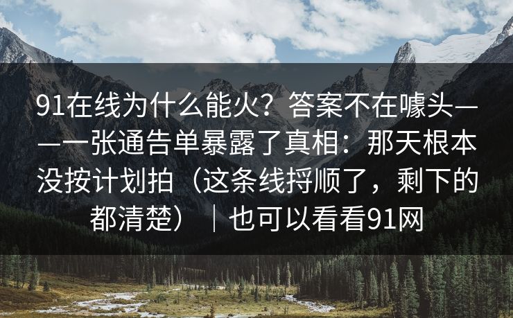 91在线为什么能火？答案不在噱头——一张通告单暴露了真相：那天根本没按计划拍（这条线捋顺了，剩下的都清楚）｜也可以看看91网
