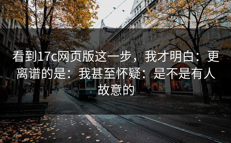 看到17c网页版这一步,我才明白:更离谱的是:我甚至怀疑:是不是有人故意的