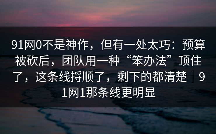 91网0不是神作,但有一处太巧:预算被砍后,团队用一种“笨办法”顶住了,这条线捋顺了,剩下的都清楚|91网1那条线更明显