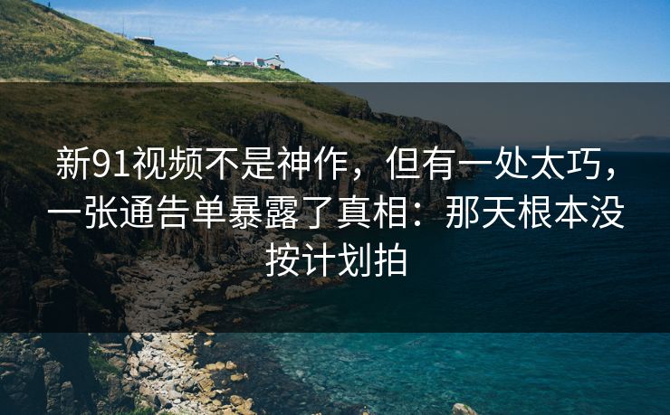 新91视频不是神作，但有一处太巧，一张通告单暴露了真相：那天根本没按计划拍