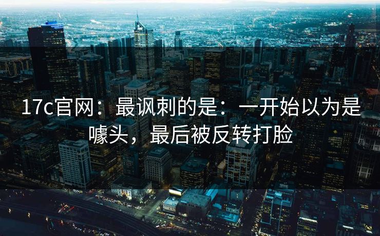 17c官网:最讽刺的是:一开始以为是噱头,最后被反转打脸